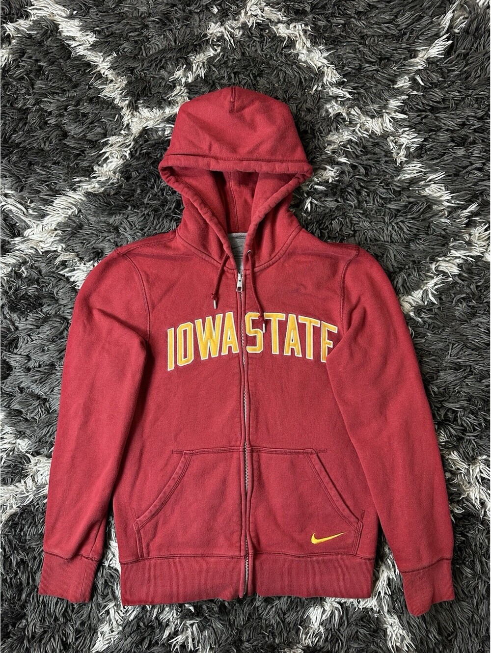 Nike Iowa State Cyclones Full Zip Hoodie Sweatshirt Mens Small Red Swoosh ISU